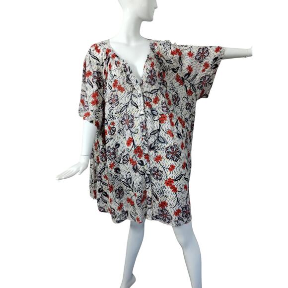 Roaman's Women's Size 28W Crepe Floral Button Down Bohemian Beachy Rayon Dress - Picture 1 of 11